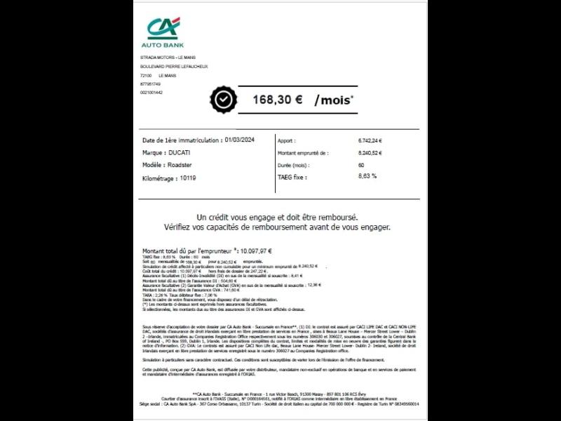 Image DUCATI Streetfighter 955 Streetfighter V2 Euro 5 à partir de 168?/mois